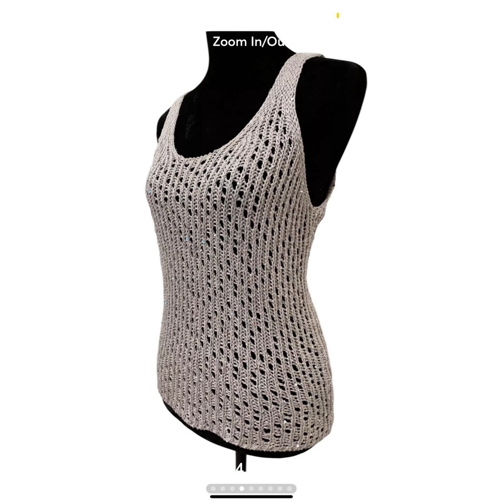 Eileen Fisher Open Knit Sequin Sleeveless Sweater Women's‎ Size XS - Picture 4 of 9